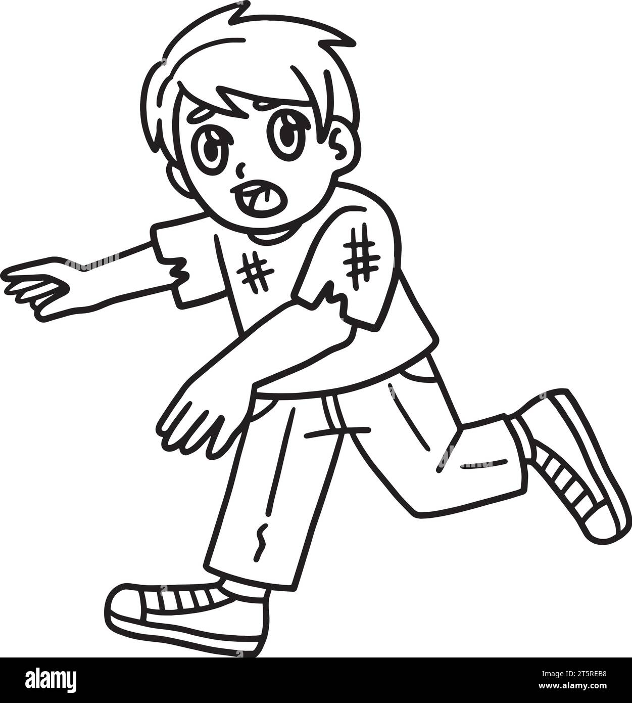 Scared child running black and white stock photos images