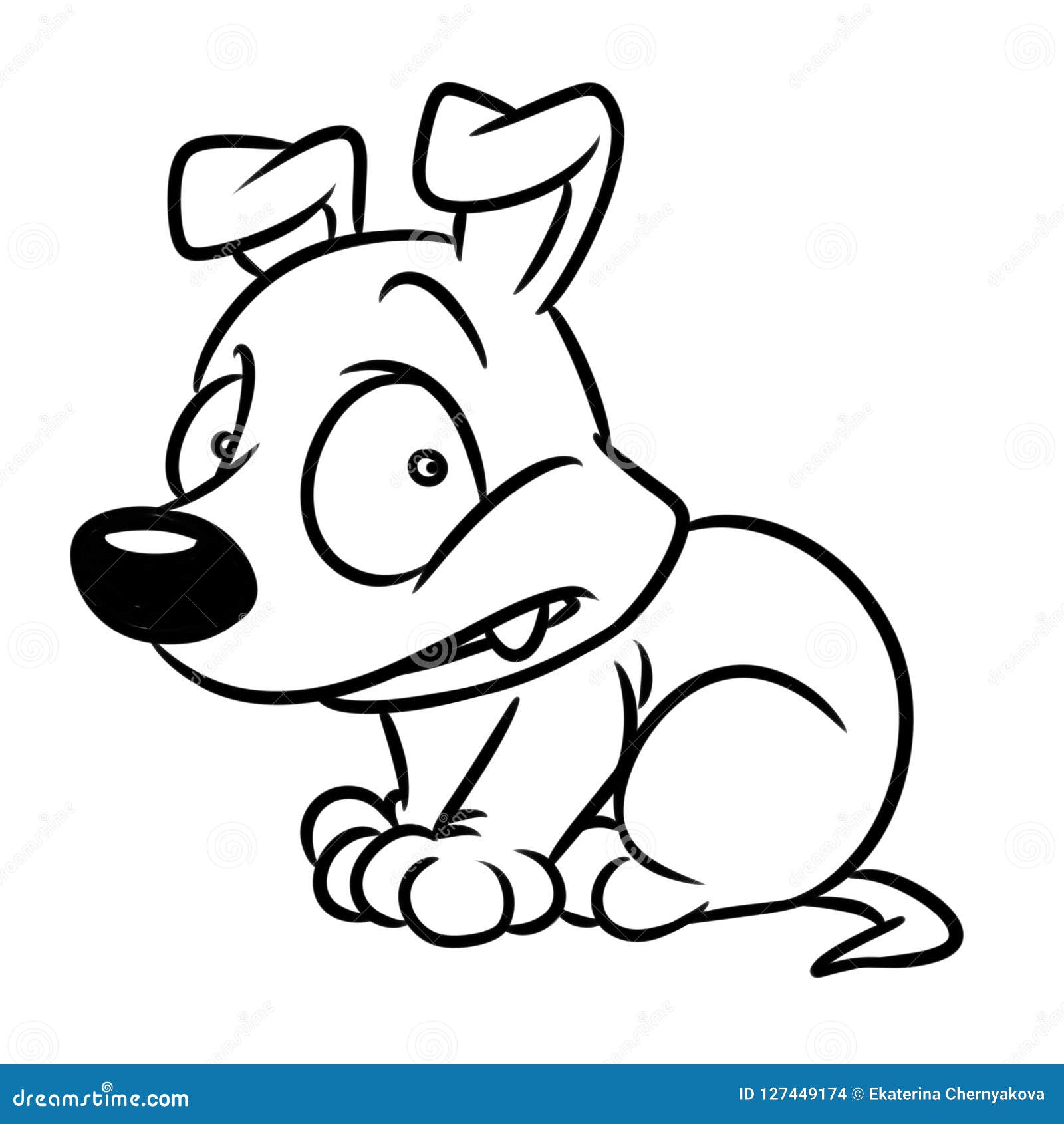 Frightened little dogs cartoon illustration coloring page stock illustration