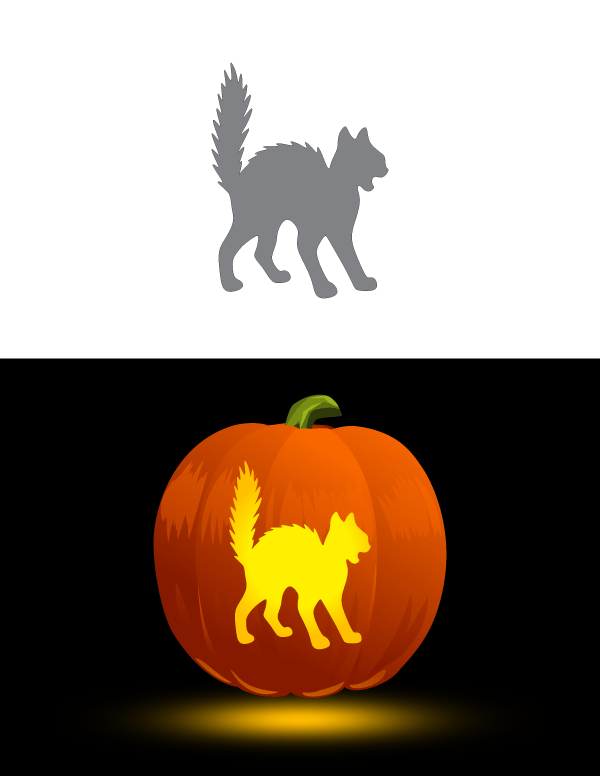 Printable scary cat pumpkin stencil