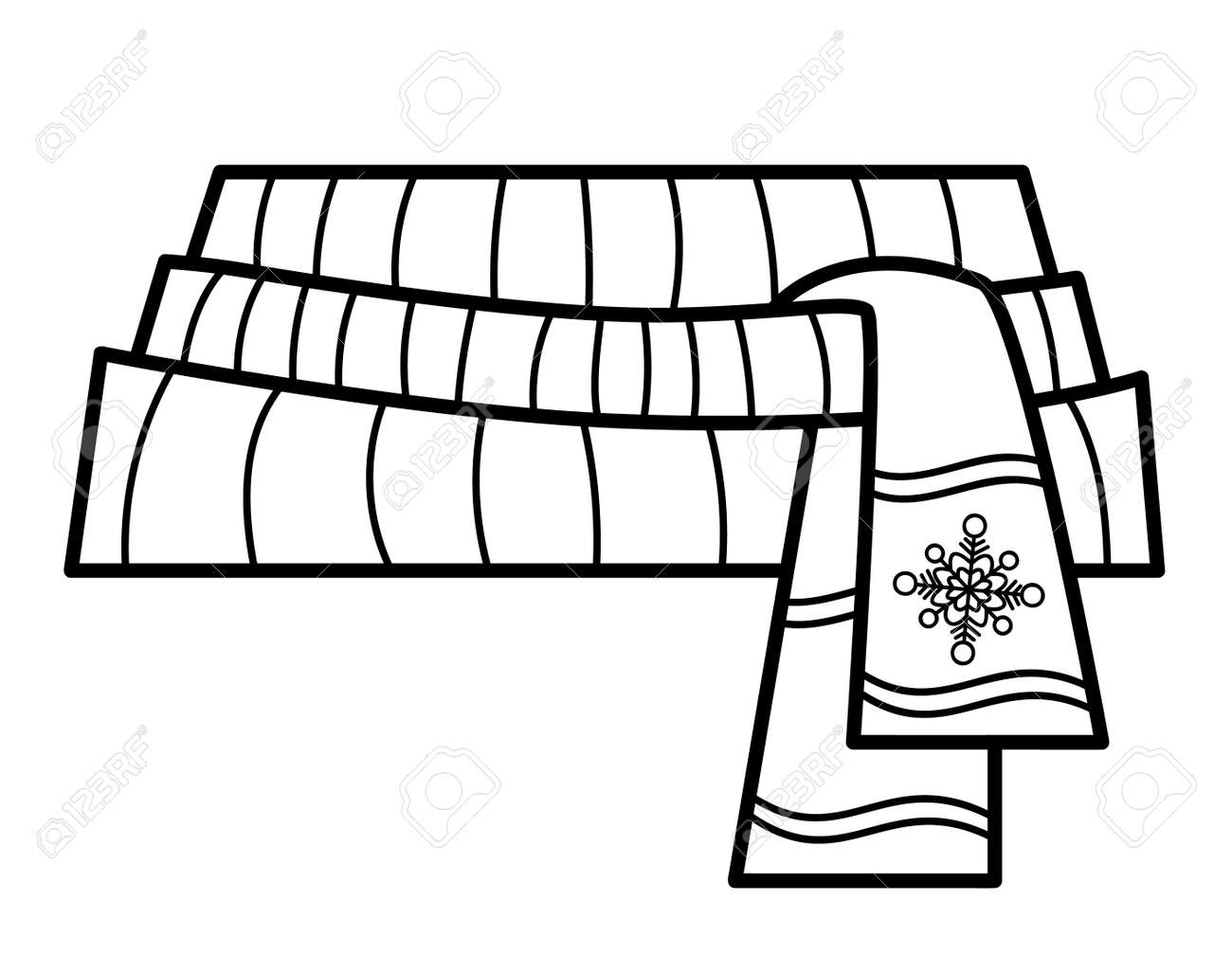 Christmas coloring book or page for kids scarf black and white vector illustration royalty free svg cliparts vectors and stock illustration image
