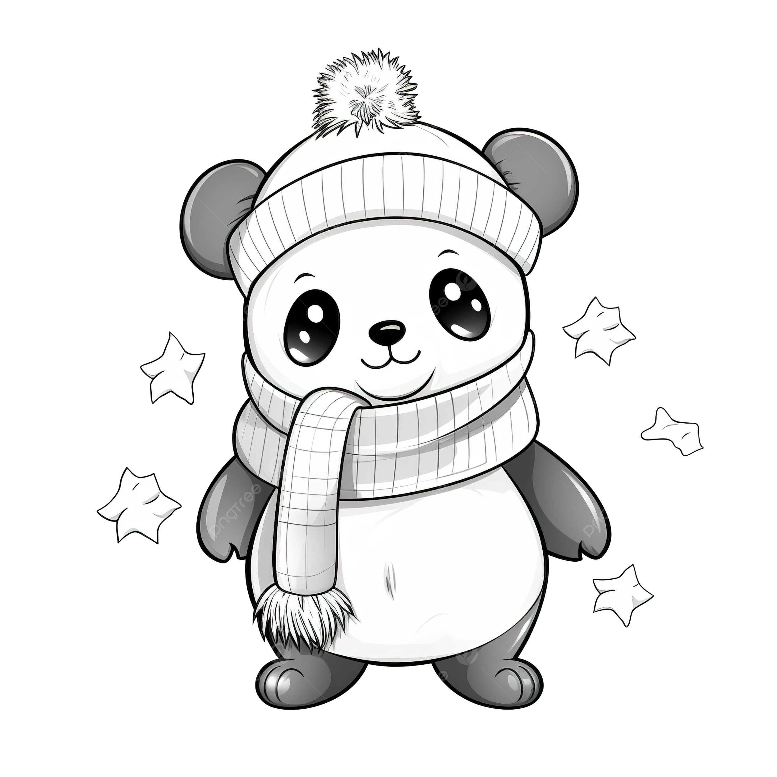 Coloring book with a cute panda christmas characters collection with a hat and scarf christmas animals coloring pages christmas coloring png transparent image and clipart for free download