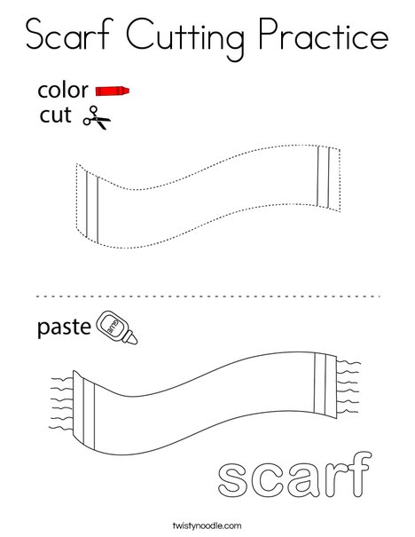 Scarf cutting practice coloring page