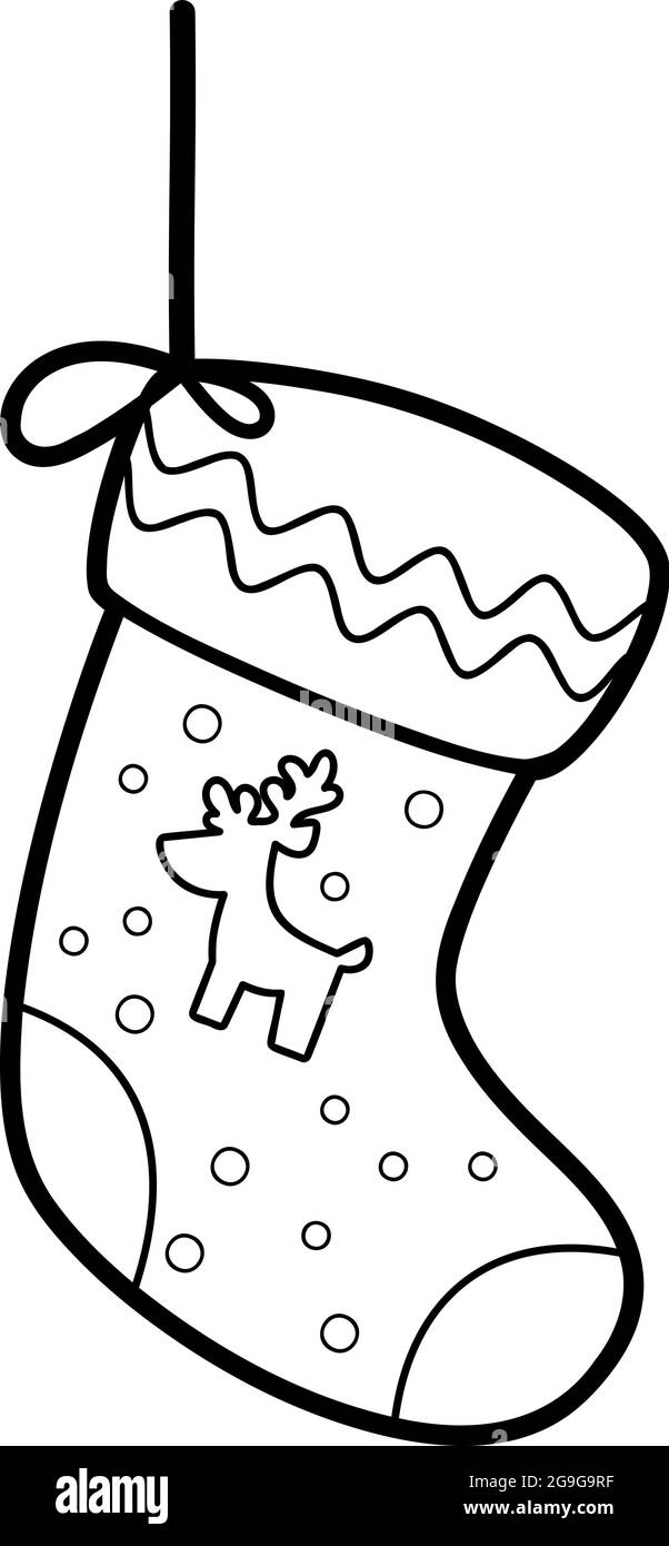 Christmas coloring book or page for kids christmas sock black and white vector illustration stock vector image art