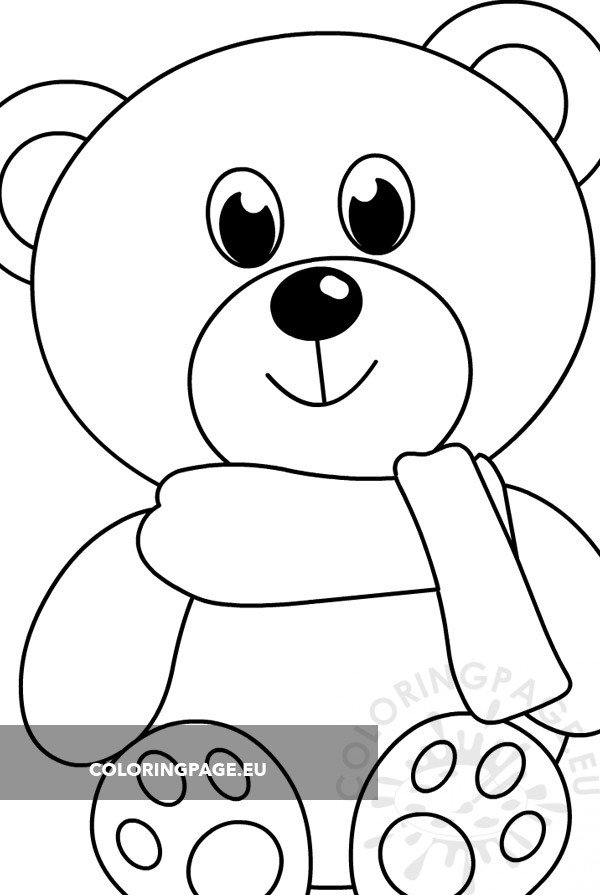 Teddy bear with scarf coloring page