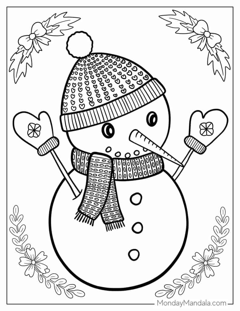 Snowman coloring pages free pdf printables