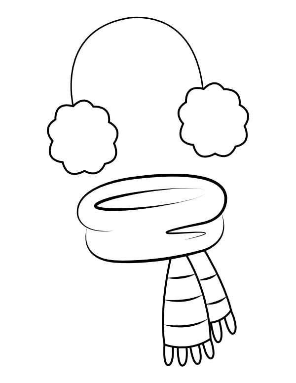 Printable scarf and ear muffs coloring page