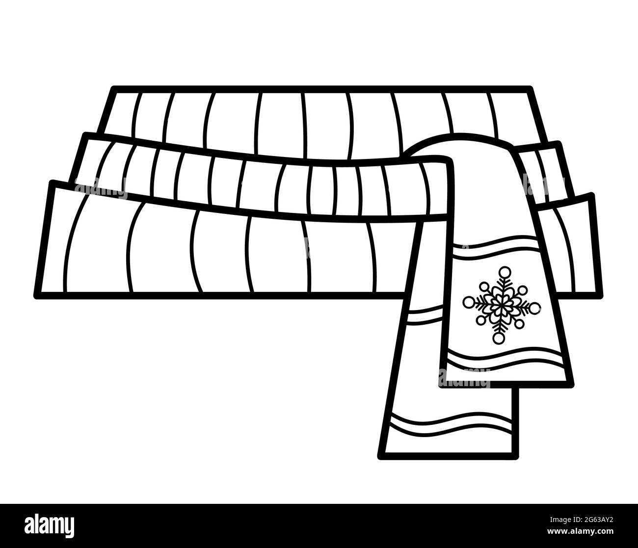 Christmas coloring book or page for kids scarf black and white illustration stock photo