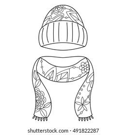 Hat scarf coloring stock vector royalty free
