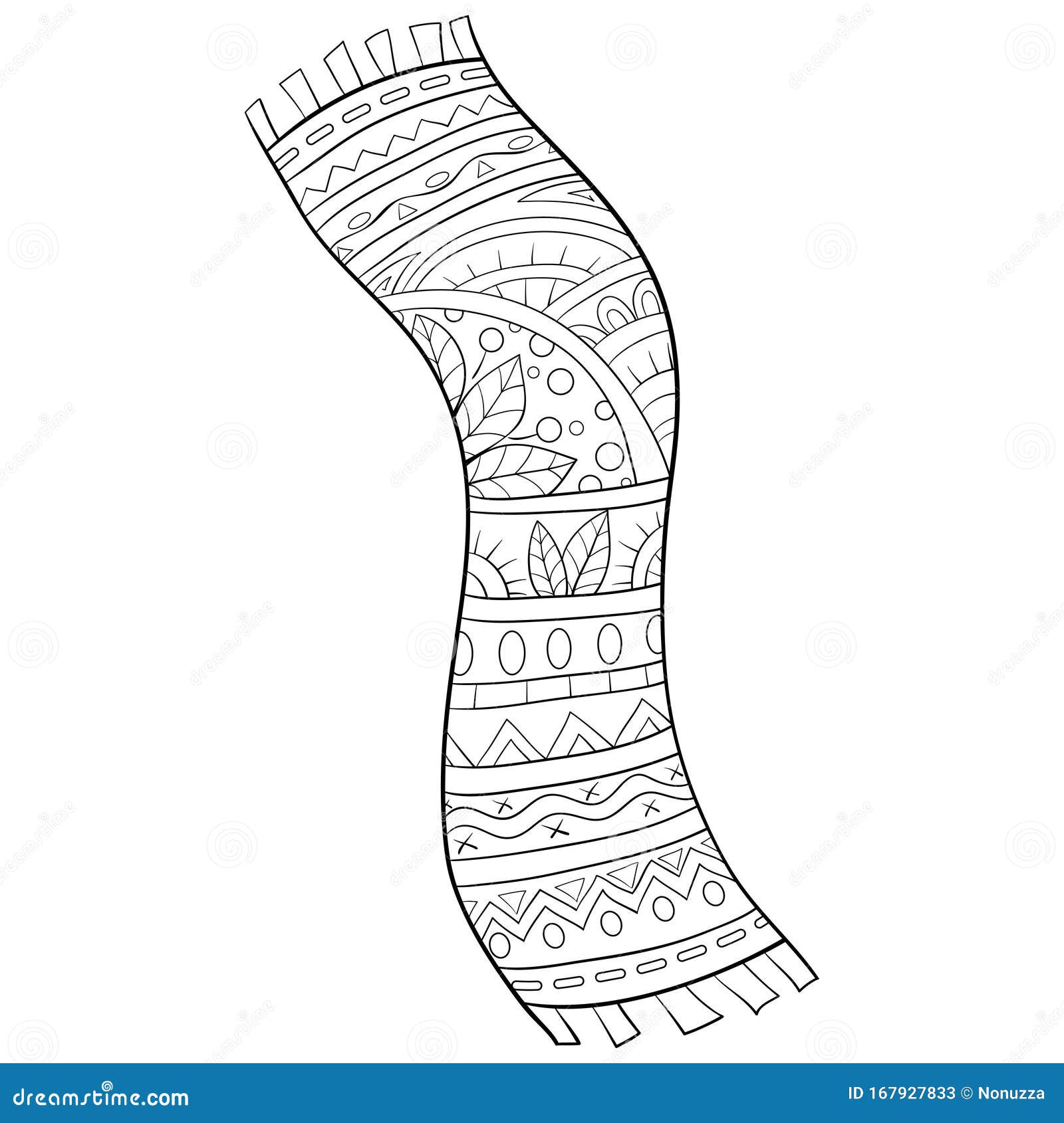 Adult coloring bookpage a christmas scarf with ornaments image for relaxingzen art style illustration stock vector