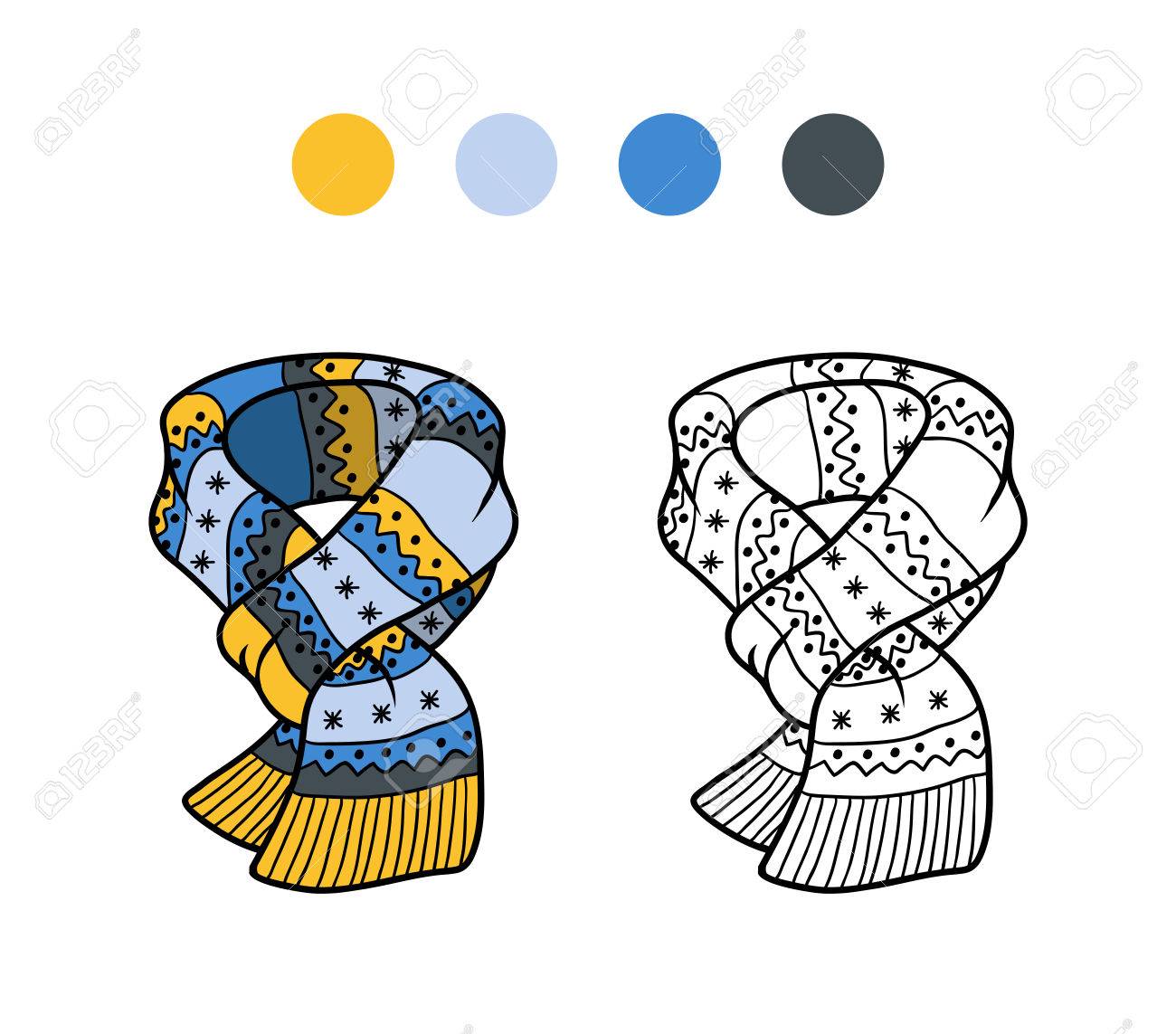 Coloring book for children coloring page knitted winter scarf with winter ornament royalty free svg cliparts vectors and stock illustration image