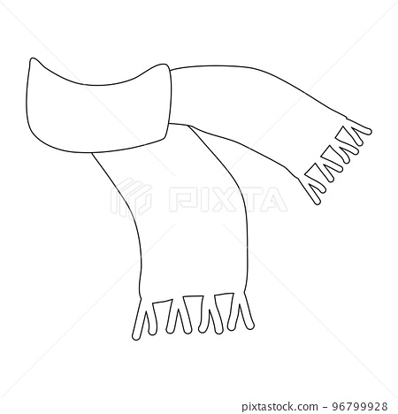 Fringed warm winter scarf doodle style flat