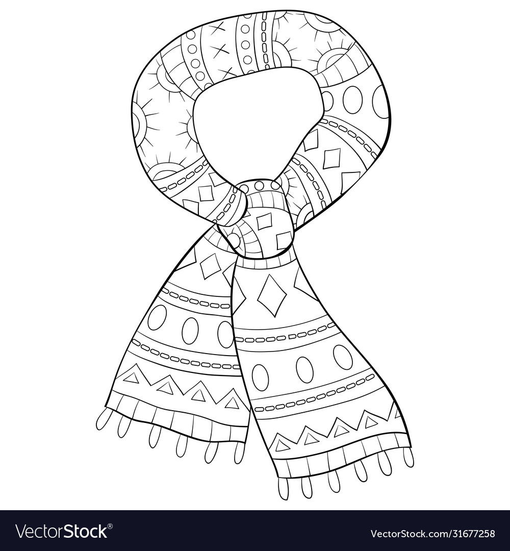 Adult coloring bookpage a christmas scarf vector image