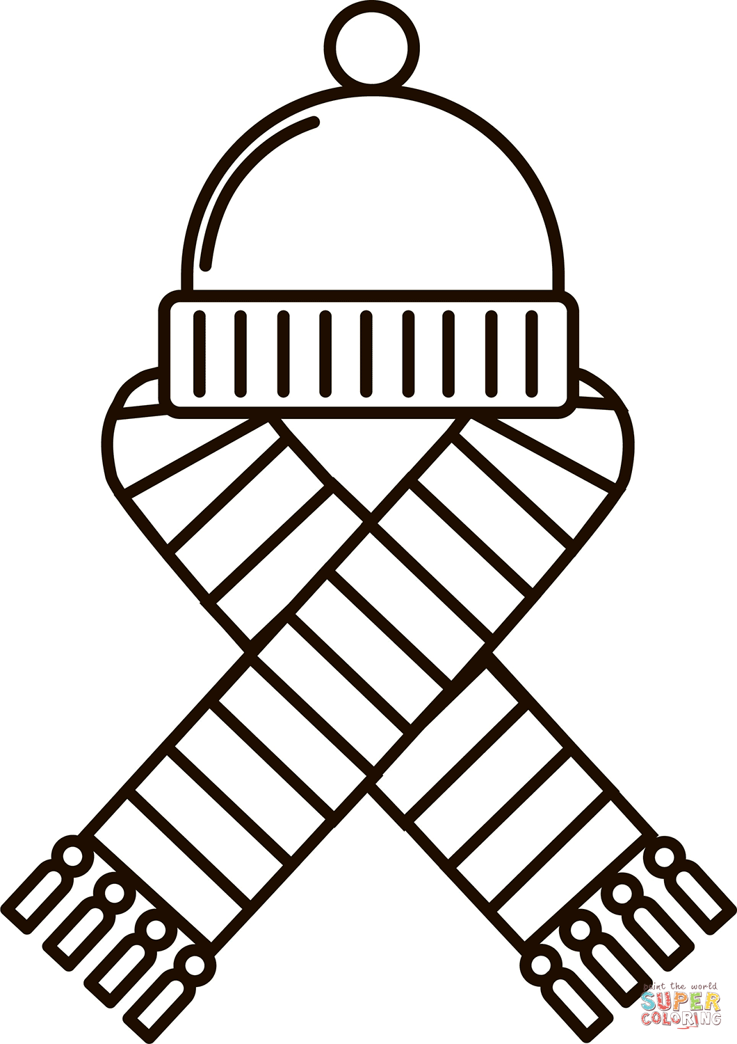Hat and scarf coloring page free printable coloring pages