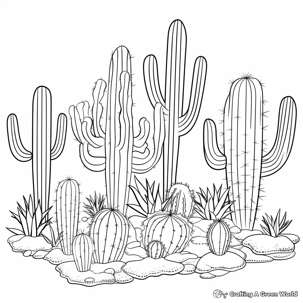 Cactus coloring pages