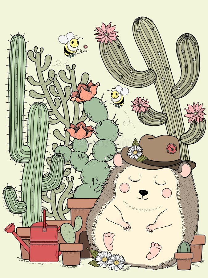 Hedgehog cactus stock illustrations â hedgehog cactus stock illustrations vectors clipart