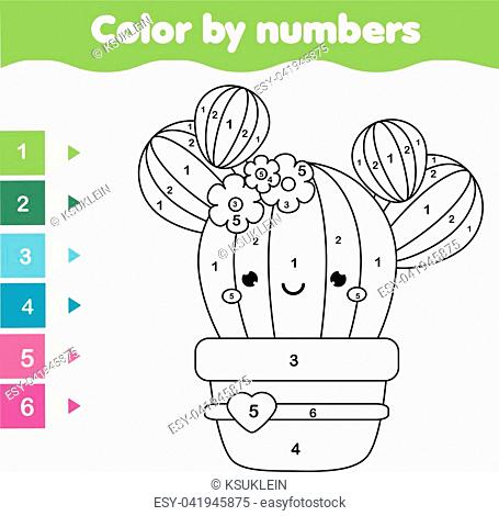 Children educational game coloring page with cute cactus stock vector vector and low budget royalty free image pic esy