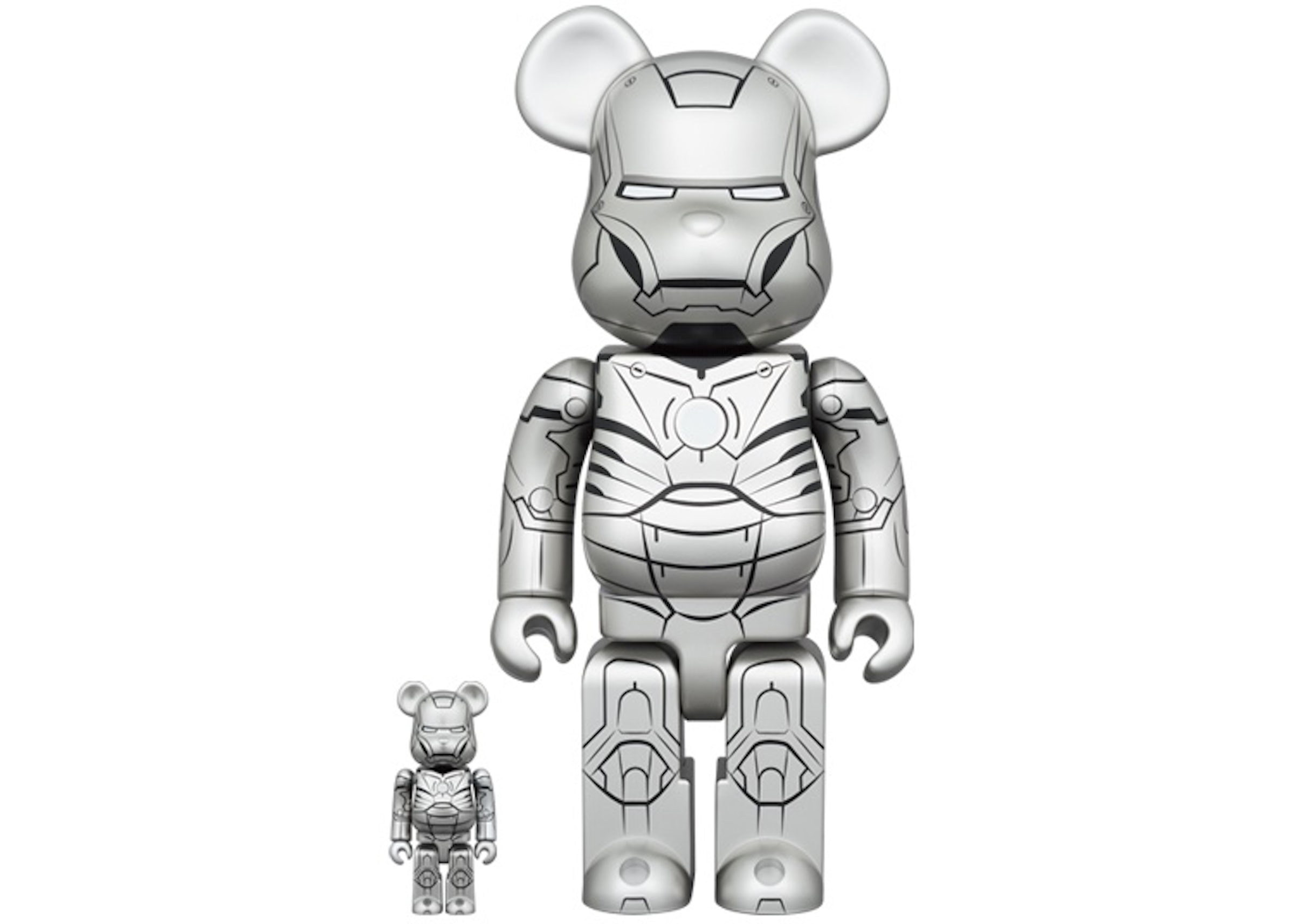 Bearbrick x marvel the infinity saga iron man mark ii set
