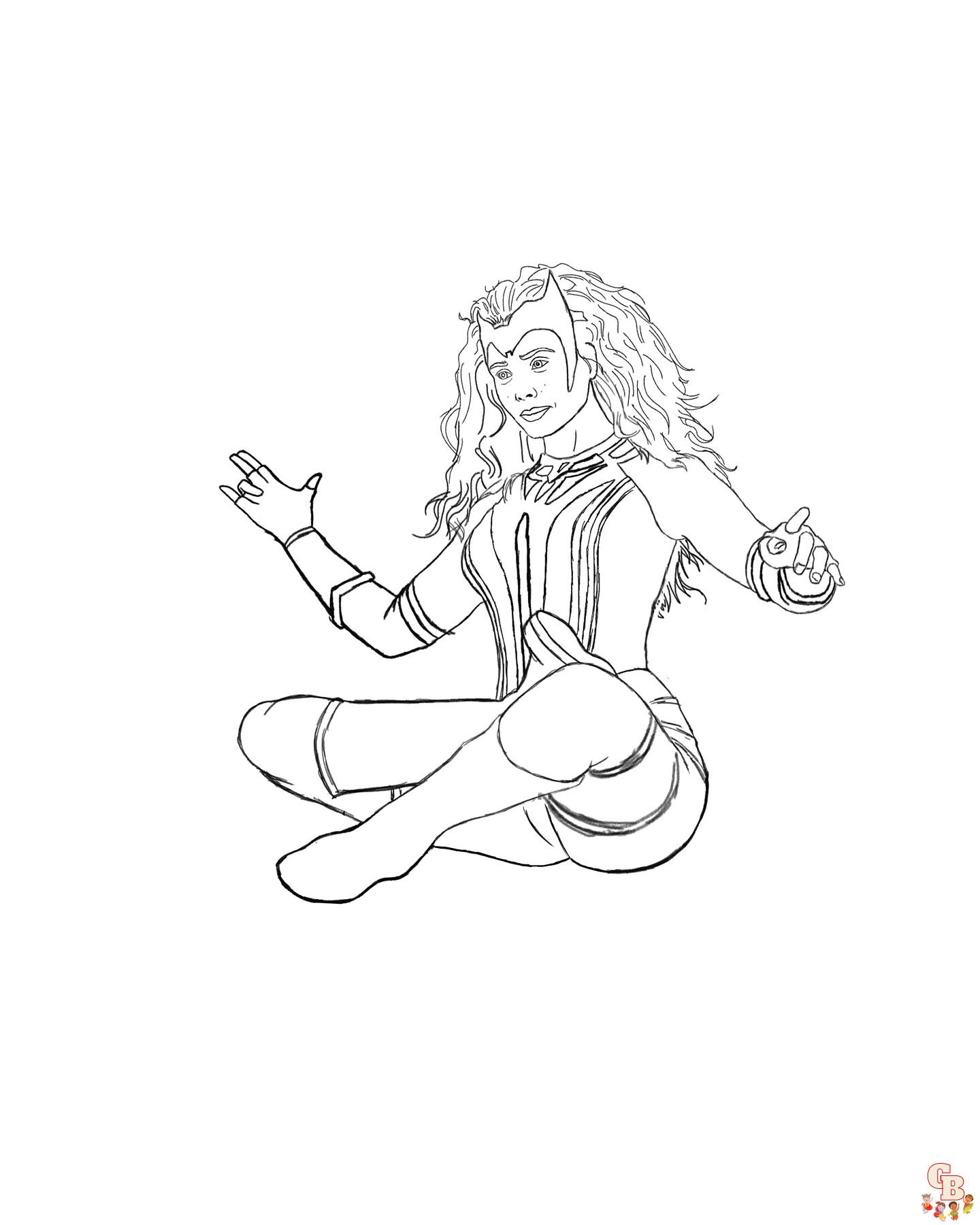 Scarlet witch coloring pages free printable sheets for kids