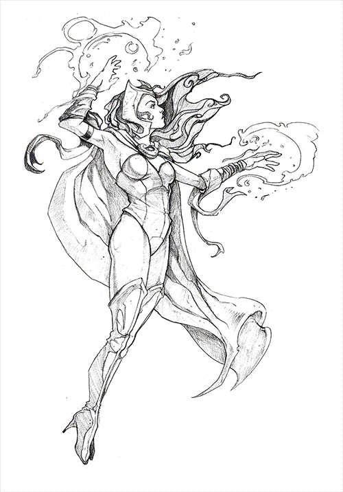 Marvel fan art magic â infinitygemz scarlet witch lineart x aurora