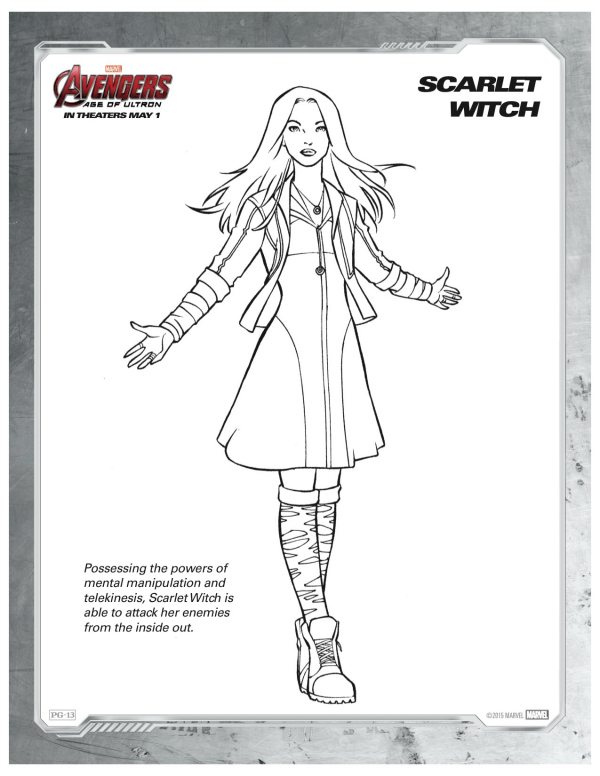 Marvel avengers scarlet witch printable coloring page