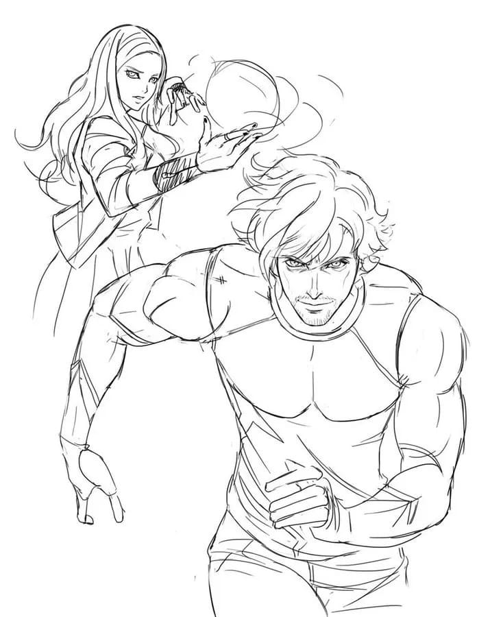 Scarlet witch and quicksilver coloring page