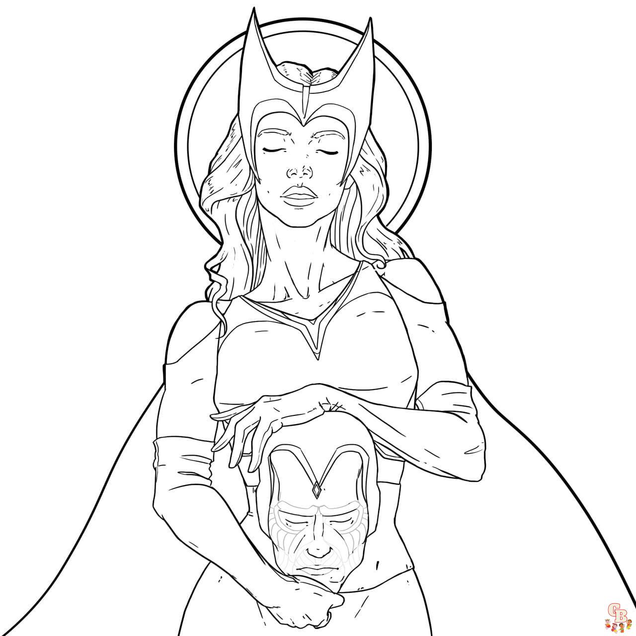 Scarlet witch coloring pages free printable sheets for kids