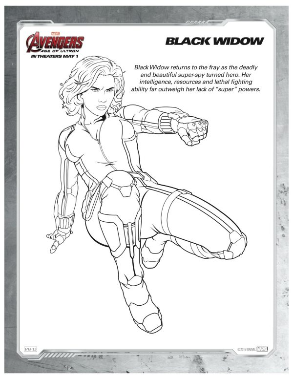 Marvel avengers black widow printable coloring page