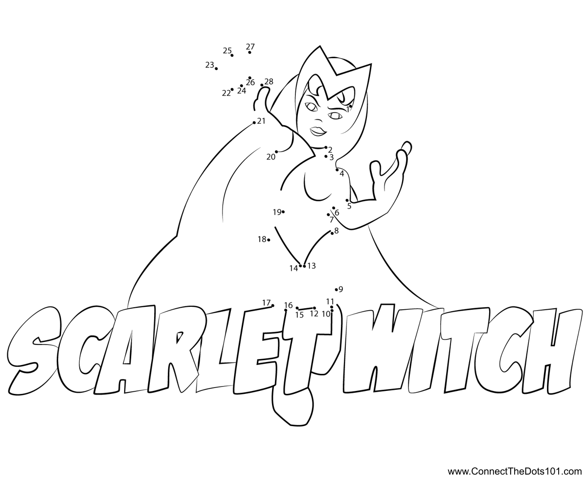 Scarlet witch the super hero squad show dot to dot printable worksheet