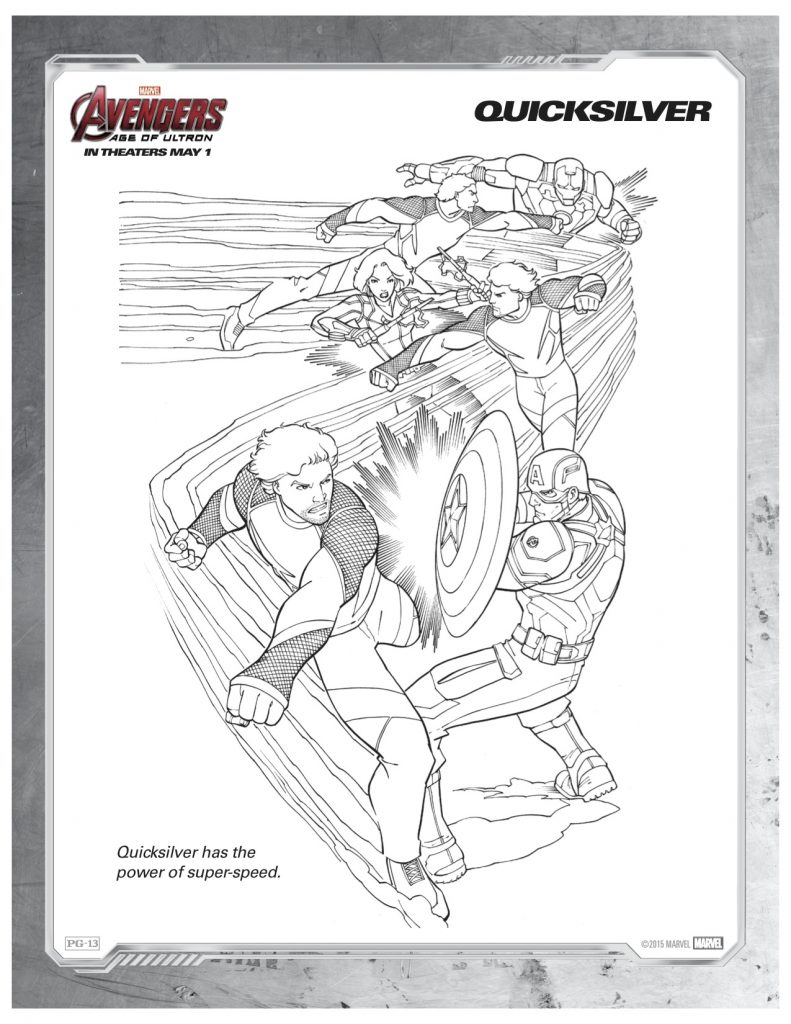 Marvels avengers quicksilver printable coloring page