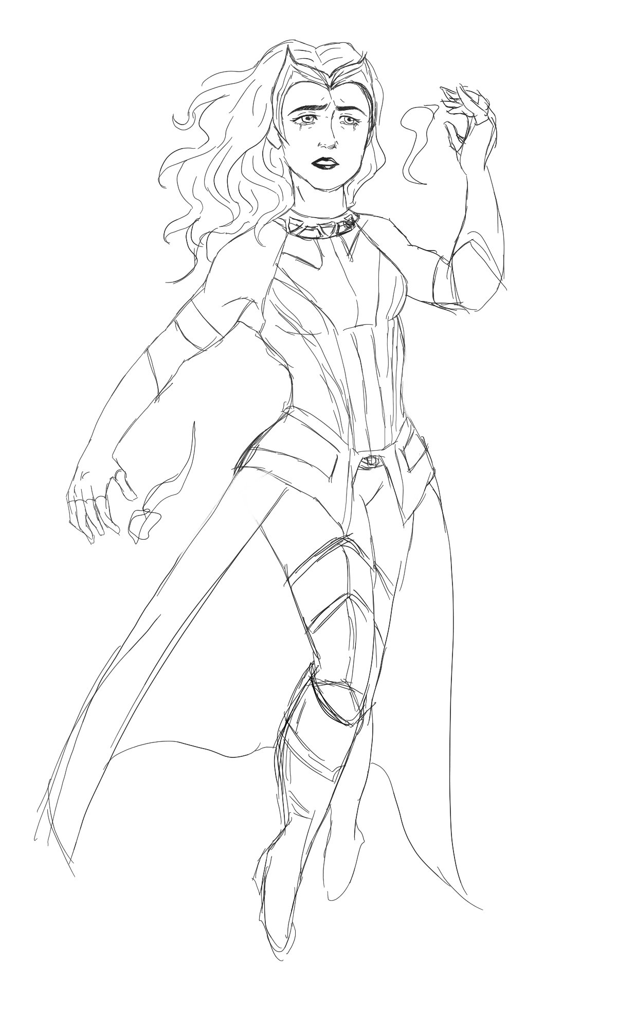 Mshs contents on x wip anyway spoiler alert this is a work in progress drawing i did of wanda in her new scarlet witch outfir her boots were shown much so its