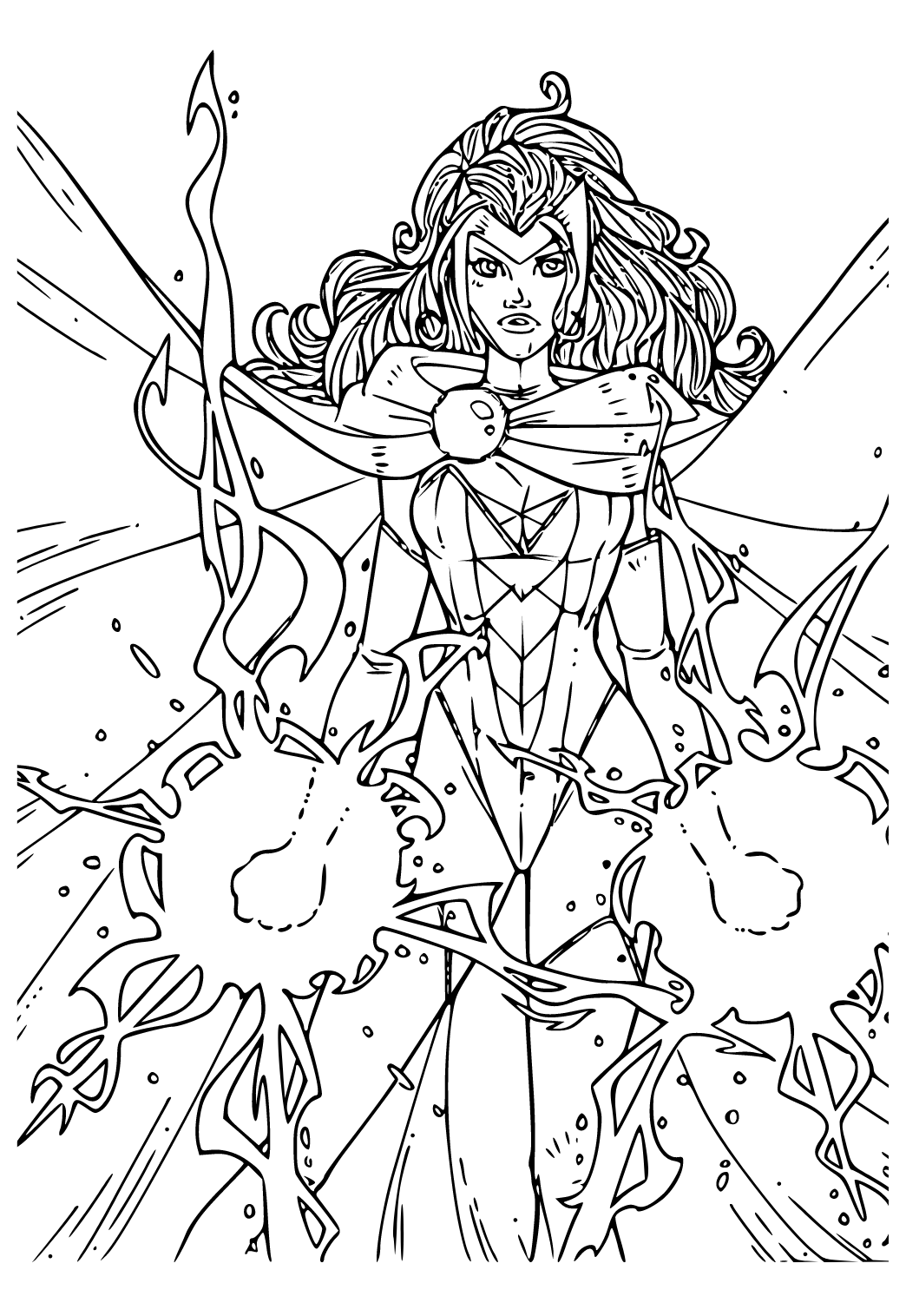 Free printable scarlet witch energy coloring page for adults and kids