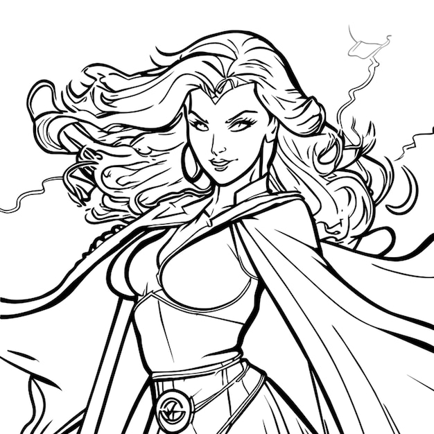 Premium vector the scarlet witch vector illustration line art