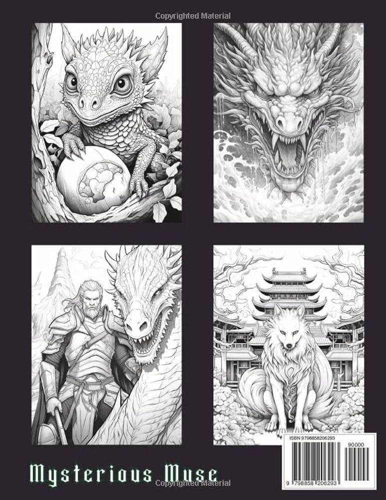 The dragons wrath scary mythical creatures and dragons coloring book grayscale fantasy coloring books for adults horror adult coloring book series muse mysterious books