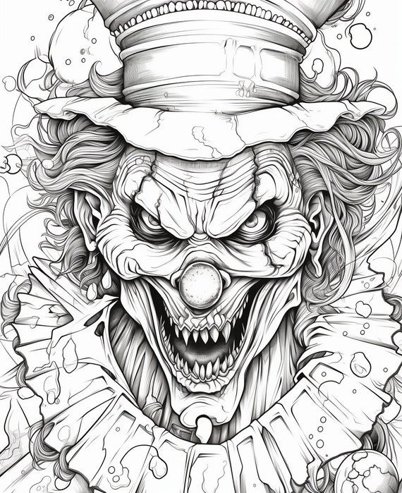 Pages halloween scary clowns adult coloring pages adult coloring book childrens coloring book digital download