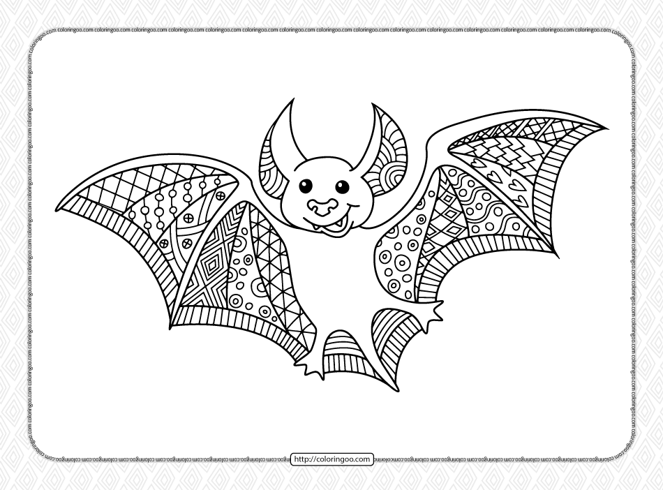 Halloween bat coloring pages for adults