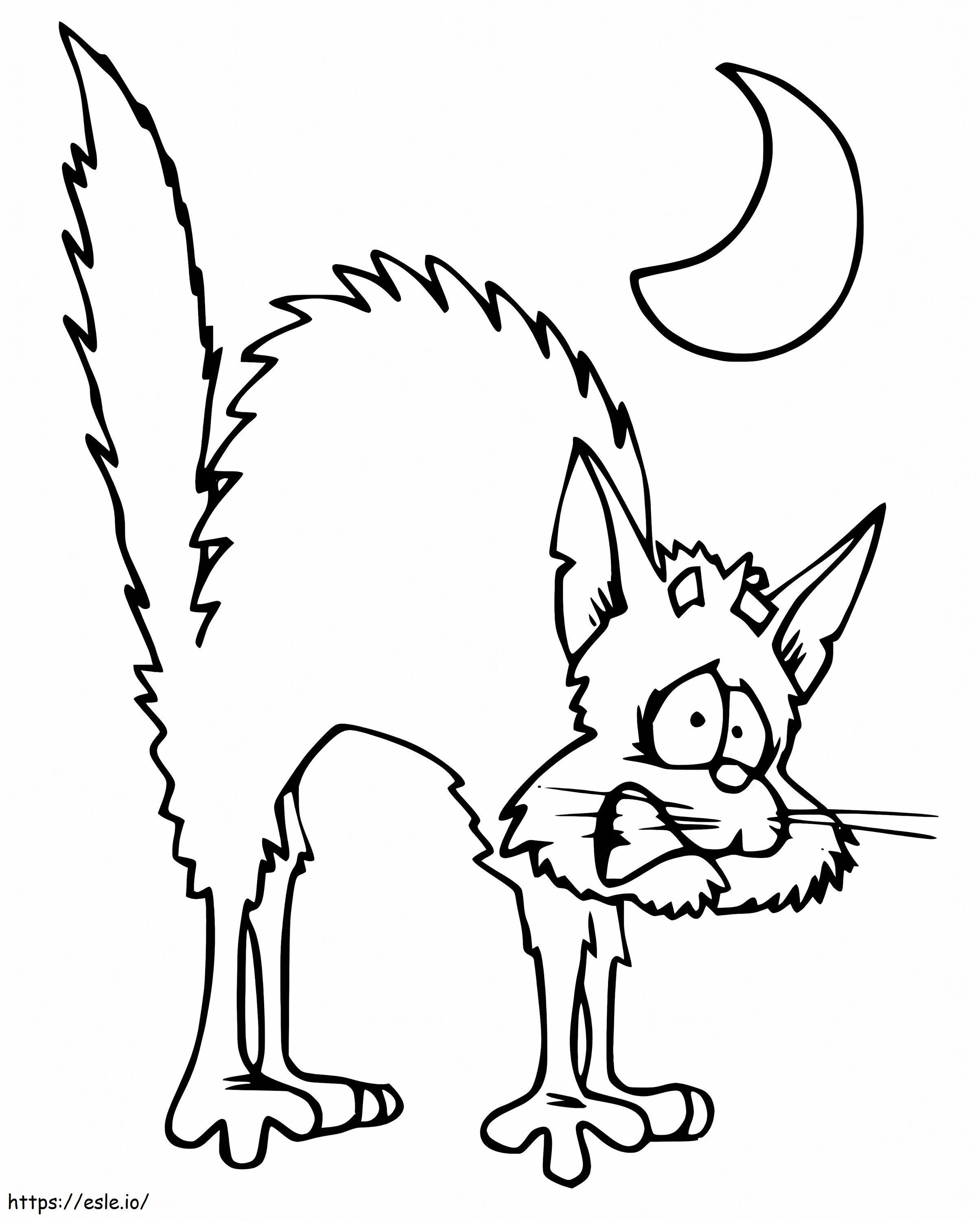Halloween cat is scary coloring page