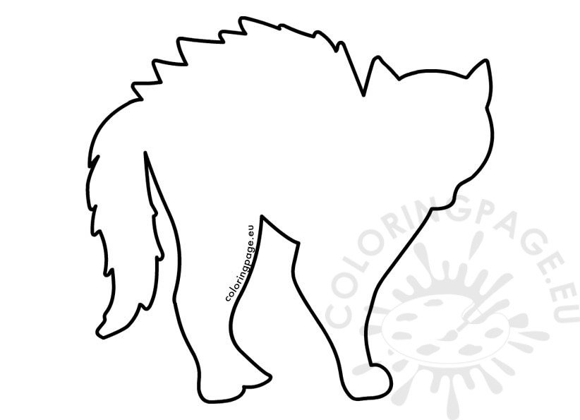 Scary cat template coloring page