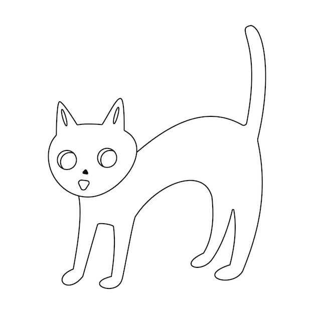 Premium vector halloween clipart outline scary cat