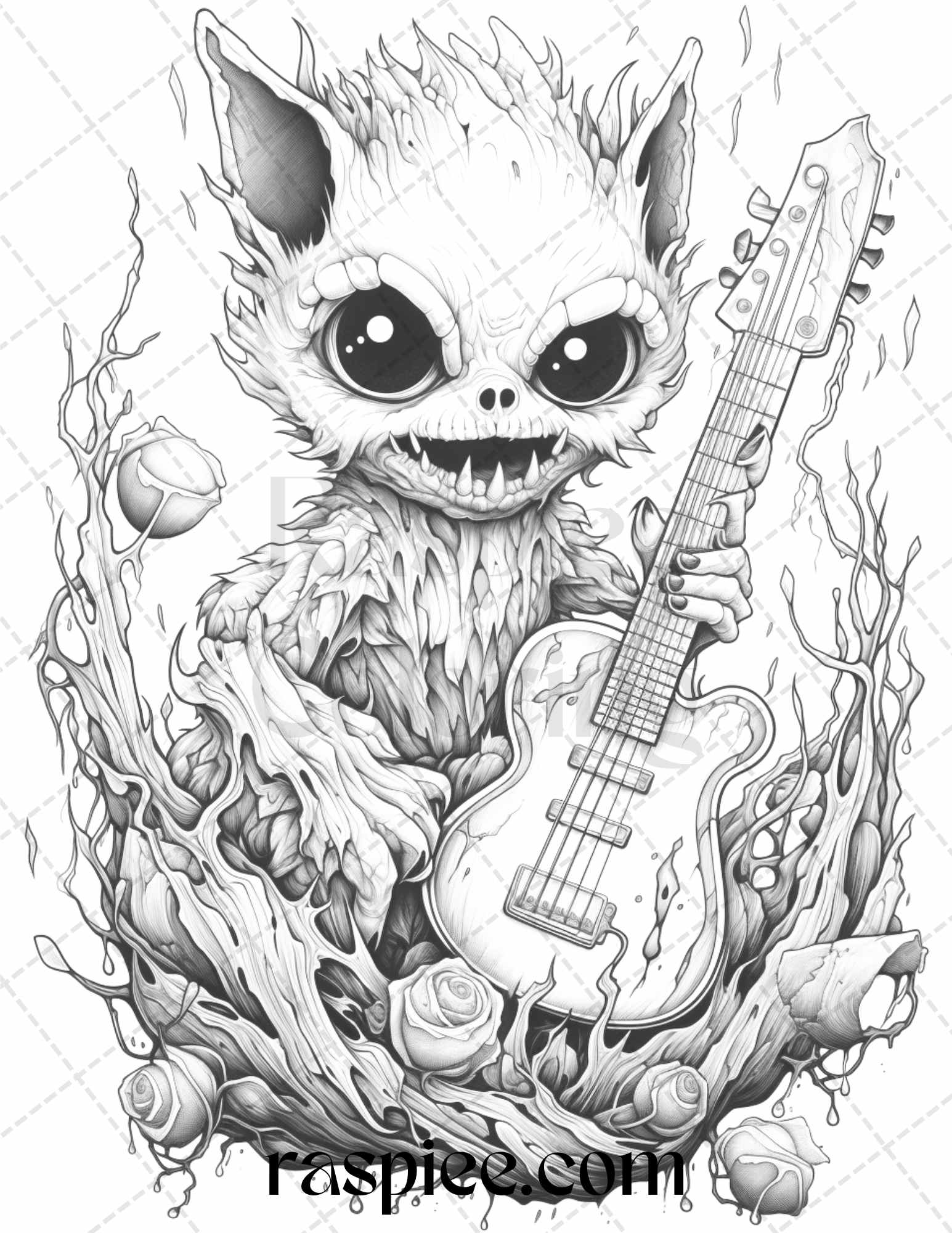 Halloween scary animals grayscale coloring pages printable for adul â coloring