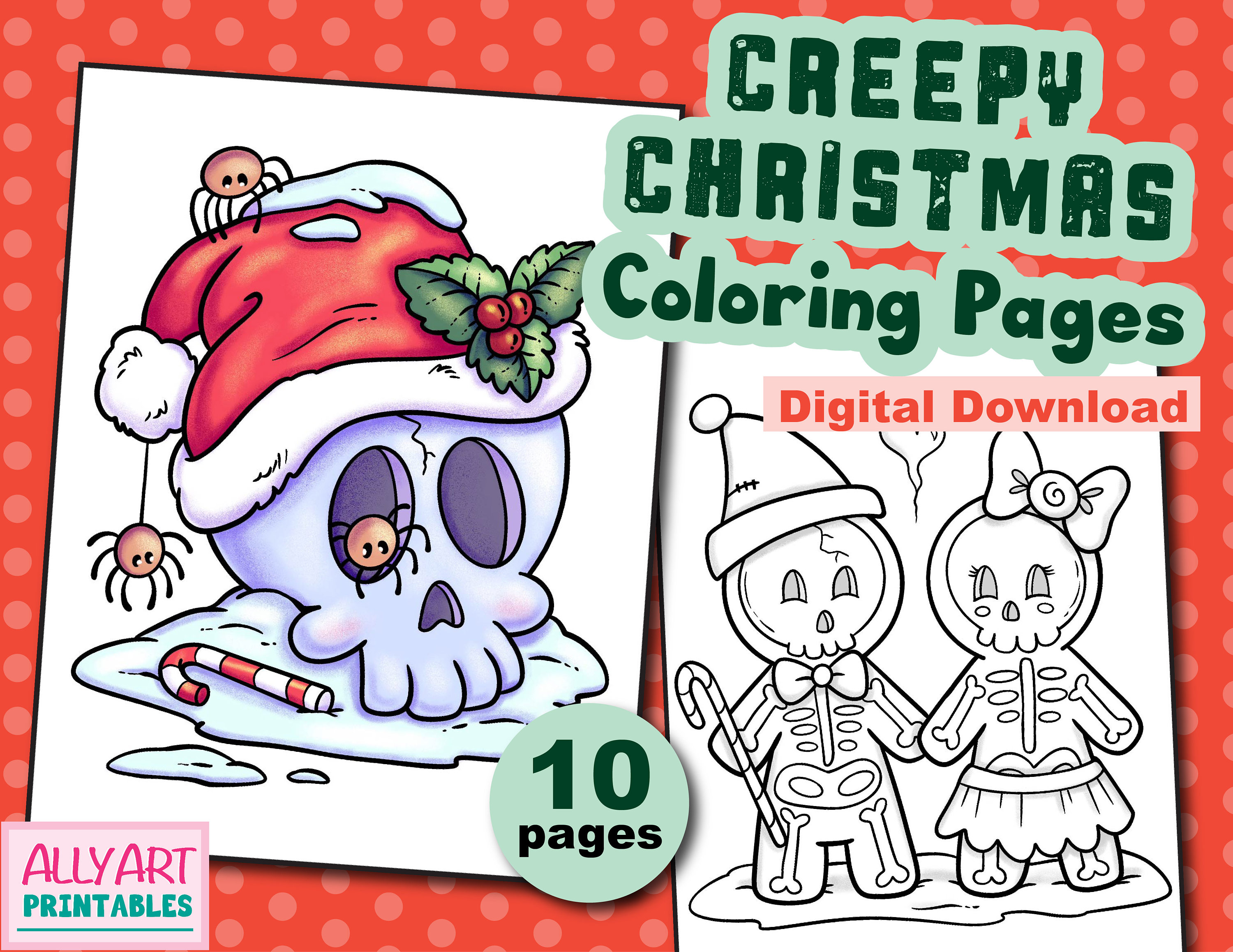 Creepy christmas coloring pages digital download coloring pages printable coloring activities instant download