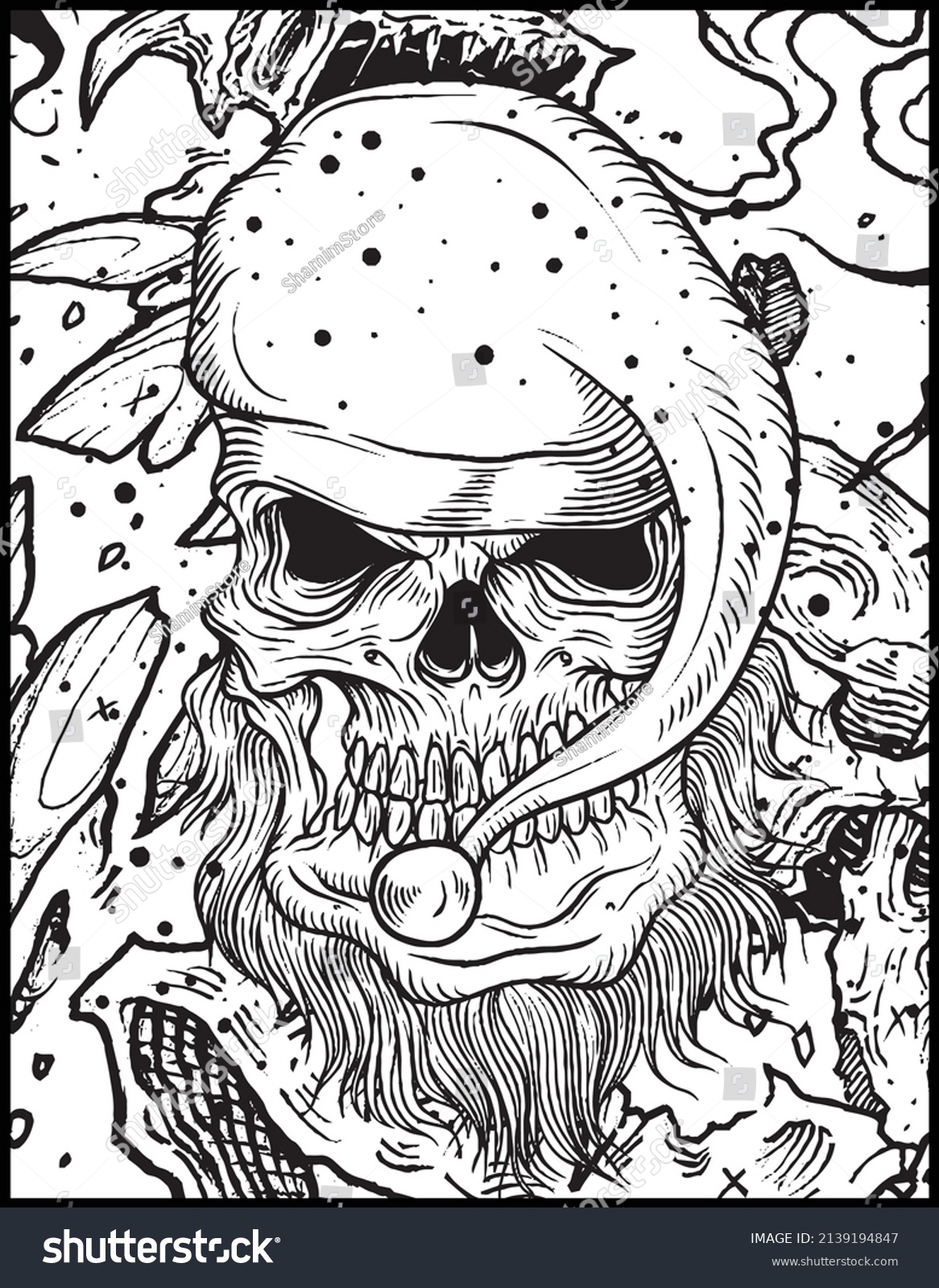 Christmas horror themed coloring page stock vector royalty free