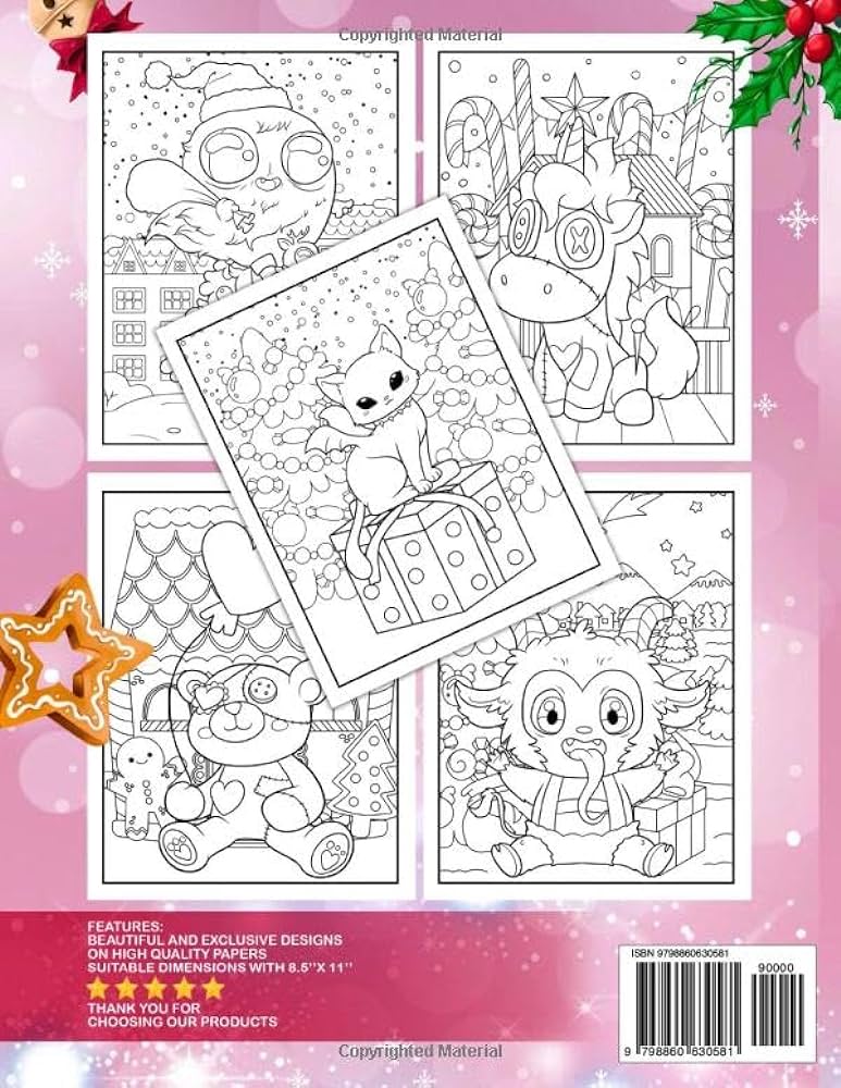 Creepy kawaii christmas coloring book christmas coloring book with pages for adults cute spooky horror gothic coloring book for stress relief and relaxation anxiety jh shearon eino books