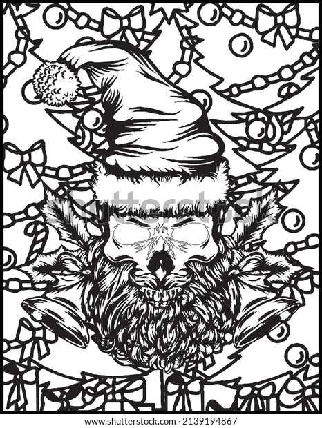 Christmas horror themed coloring page stock vector royalty free