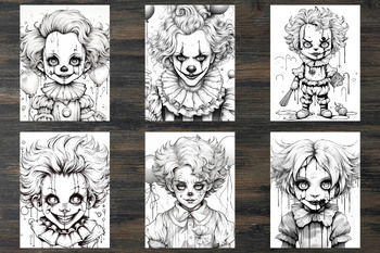 Little creepy clown coloring pages by norse graphics tpt