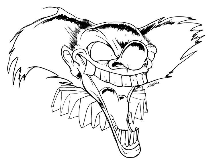 Scary clown coloring page
