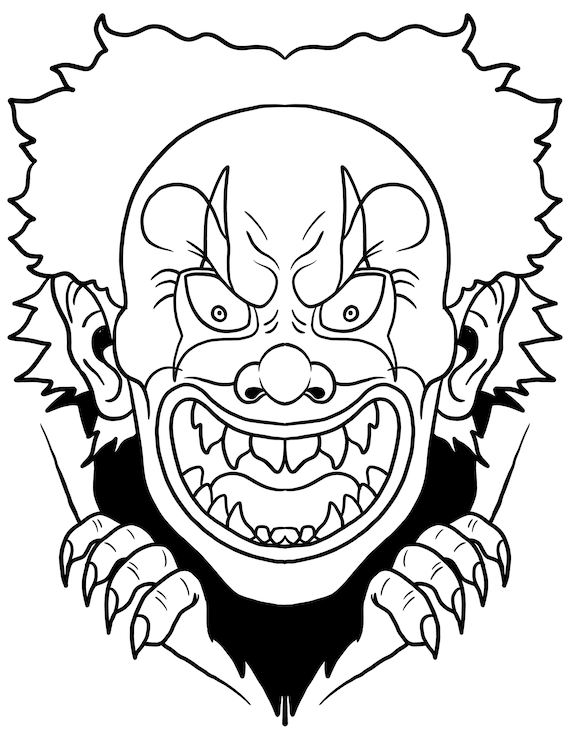 Printable clown tearing through picture digital download