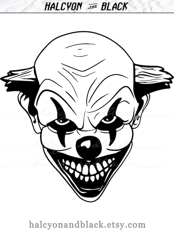 Creepy clown face svg halloween horror movie clipart scary clown mask png