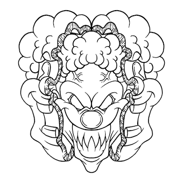 Premium vector coloring illustration of cartoon changing face clown mascot
