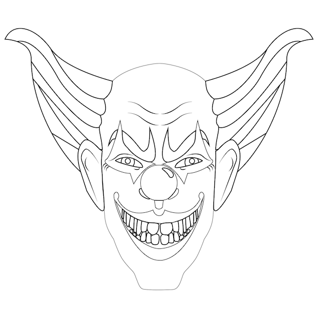 Premium vector evil clown black and white lines