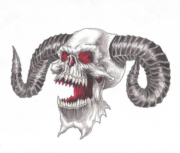 Demon skull art print by chris randall
